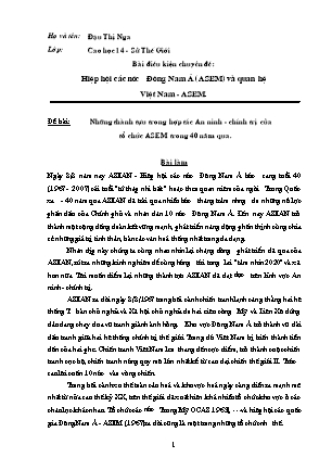 Bài tập Những thành tựu trong hợp tác an ninh, chính trị của tổ chức ASEM trong 40 năm qua