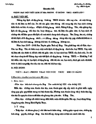 Chuyên đề Giảng dạy một tiết lịch sử địa phương ở trường THCS Lớp 7