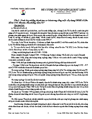 Đề cương ôn tập Học kì 1 Lịch sử Lớp 9 - Năm học 2012-2013 - Trường THCS Châu Minh