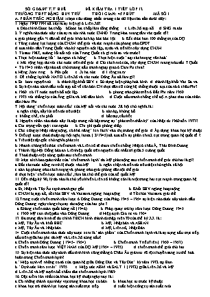 Đề kiểm tra 1 tiết Lịch sử Lớp 12 - Mã số 1 - Trường THPT Đặng Huy Trứ