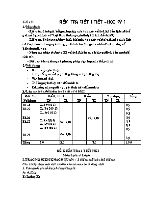 Đề kiểm tra 1 tiết Lịch sử Lớp 6-9 (Có đáp án)