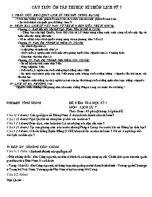 Đề kiểm tra Học kì 1 Lịch sử Lớp 7 - Năm học 2013-2014 - Trường THCS Thái Trị (Có đáp án)