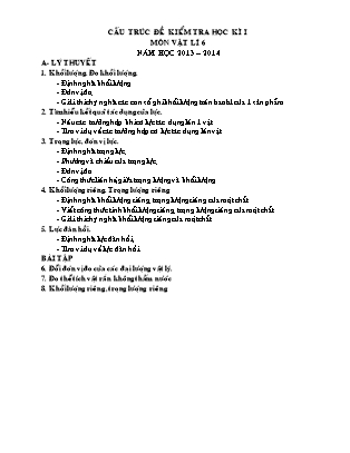 Đề kiểm tra Học kì 1 Vật lí Lớp 6 - Năm học 2013-2014 - Trường THCS Vĩnh Thuận (Có đáp án)