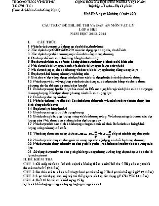 Đề kiểm tra Học kì 1 Vật lí Lớp 6 - Năm học 2013-2014 - Trường THCS Vĩnh Bình (Có đáp án)