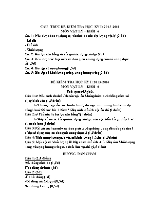 Đề kiểm tra Học kì 1 Vật lí Lớp 6 - Năm học 2013-2014 - Trường THCS thị trấn Vĩnh Hưng (Có đáp án)