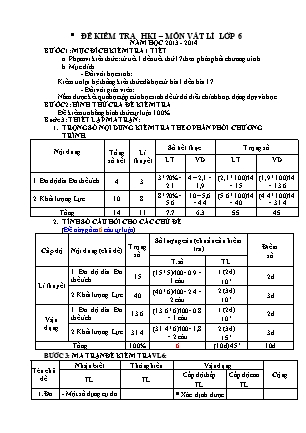 Đề kiểm tra Học kì 1 Vật lí Lớp 6 - Năm học 2013-2014 - Trường THCS Vĩnh Trị (Có đáp án)