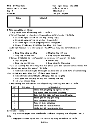 Đề kiểm tra Học kì 2 Lịch sử Lớp 9 - Trường THCS Lạc Hòa