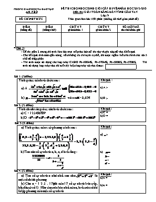 Đề thi chọn học sinh giỏi giải toán trên máy tính cầm tay cấp huyện Lớp 9 - Năm học 2012-2013 - Phòng giáo dục vào đào tạo An Phú (Có đáp án)