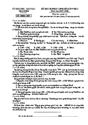 Đề thi chọn học sinh giỏi Lịch sử Lớp 9 - Năm học 2007-2008