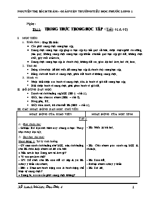 Giáo án Đạo đức Lớp 4 - Bài 1-14 - Nguyễn Thị Bích Trâm