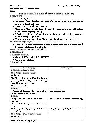 Giáo án Địa lí Lớp 4 - Bài 12: Người dân ở đồng bằng Bắc Bộ - Nguyễn Thị Muộn