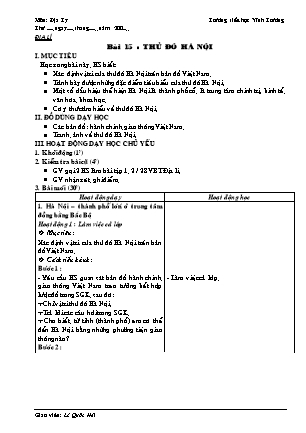 Giáo án Địa lí Lớp 4 - Bài 15: Thủ đô Hà Nội - Lê Quốc Hải