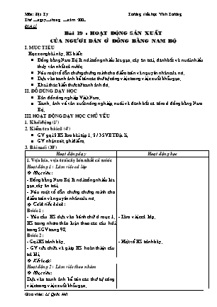 Giáo án Địa lí Lớp 4 - Bài 19: Hoạt động sản xuất của người dân ở đồng bằng Nam Bộ - Lê Quốc Hải