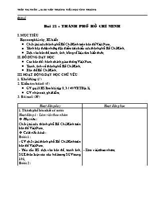 Giáo án Địa lí Lớp 4 - Bài 21: Thành phố Hồ Chí Minh - Trần Thị Thắm