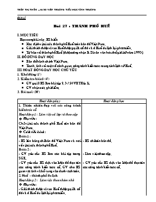 Giáo án Địa lí Lớp 4 - Bài 27: Thành phố Huế - Trần Thị Thắm