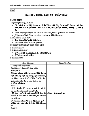 Giáo án Địa lí Lớp 4 - Bài 29: Biển, đảo và quần đảo - Trần Thị Thắm