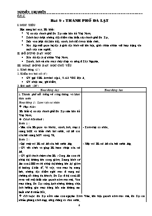 Giáo án Địa lí Lớp 4 - Bài 9: Thành phố Đà Lạt - Nguyễn Thị Muộn