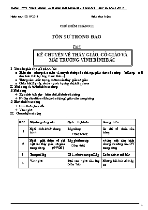 Giáo án Hoạt động ngoài giờ lên lớp Lớp 6 - Chương trình cả năm - Trường THCS Vĩnh Bình Bắc