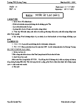 Giáo án Lịch sử Lớp 6 - Bài 14: Nước Âu Lạc (Tiết 1) - Nguyễn Quỳnh Thư