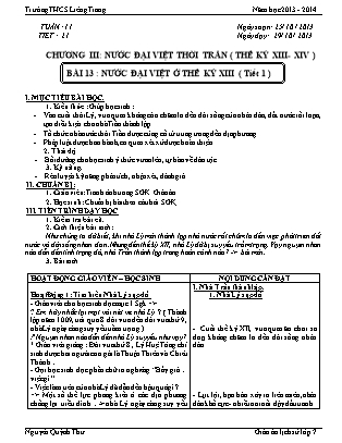 Giáo án Lịch sử Lớp 7 - Bài 13: Nước Đại Việt ở thế kỷ XIII (Tiết 1) - Nguyễn Quỳnh Thư