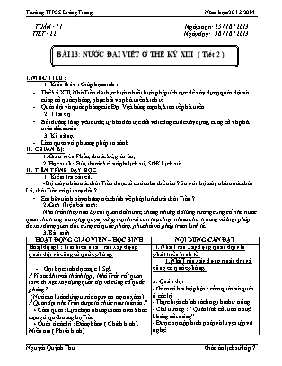 Giáo án Lịch sử Lớp 7 - Bài 13: Nước Đại Việt ở thế kỷ XIII (Tiết 2) - Nguyễn Quỳnh Thư