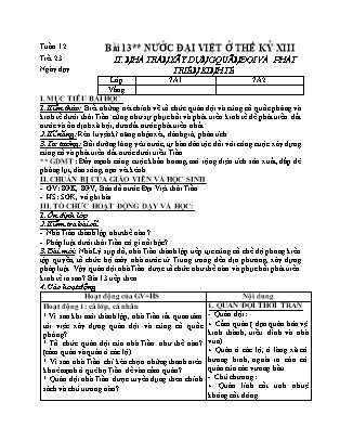 Giáo án Lịch sử Lớp 7 - Bài 13, Tiết 2: Nước Đại Việt ở thế kỷ XIII (Bản hay)