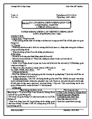 Giáo án Lịch sử Lớp 7 - Bài 14, Tiết 1: Ba lần kháng chiến chống quân xâm lược Mông Nguyên (Thế kỷ XIII) - Đỗ Thị Hoa