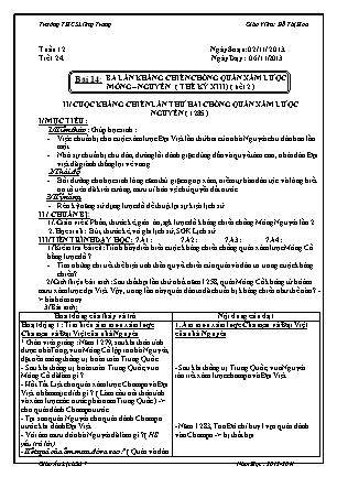 Giáo án Lịch sử Lớp 7 - Bài 14, Tiết 2: Ba lần kháng chiến chống quân xâm lược Mông Nguyên (Thế kỷ XIII) - Đỗ Thị Hoa