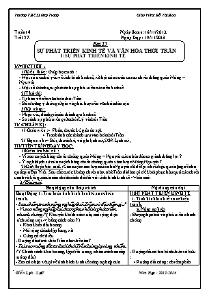 Giáo án Lịch sử Lớp 7 - Bài 15, Tiết 1: Sự phát triển kinh tế và văn hóa thời Trần - Đỗ Thị Hoa