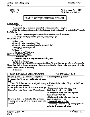 Giáo án Lịch sử Lớp 7 - Bài 17: Ôn tập chương 2+3 - Nguyễn Quỳnh Thư