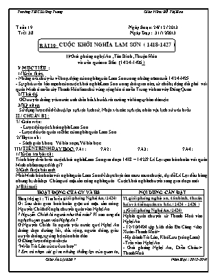 Giáo án Lịch sử Lớp 7 - Bài 19, Tiết 2: Cuộc khởi nghĩa Lam Sơn (1418-1427) - Đỗ Thị Hoa