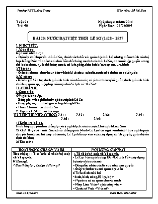 Giáo án Lịch sử Lớp 7 - Bài 20, Tiết 1: Nước Đại Việt thời Lê Sơ (1428-1527) - Đỗ Thị Hoa