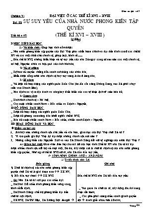 Giáo án Lịch sử Lớp 7 - Bài 22: Sự suy yếu của nhà nước phong kiến tập quyền thế kỉ XVI-XVIII - Lê Thị Kim Phụng