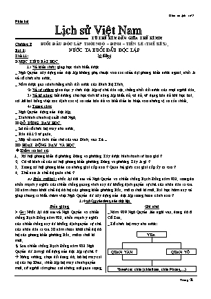 Giáo án Lịch sử Lớp 7 - Bài 8: Nước ta buổi đầu độc lập - Lê Thị Kim Phụng