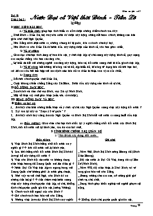 Giáo án Lịch sử Lớp 7 - Bài 9: Nước Đại Cồ Việt thời Đinh. Tiền Lê - Lê Thị Kim Phụng