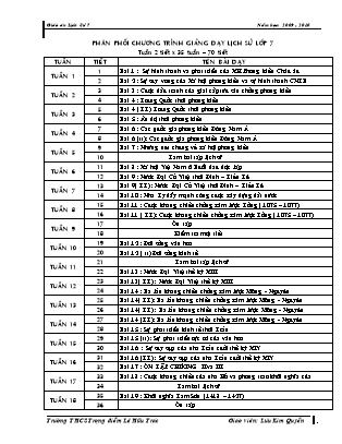 Giáo án Lịch sử Lớp 7 - Tiết 1-51 - Lưu Kim Quyến