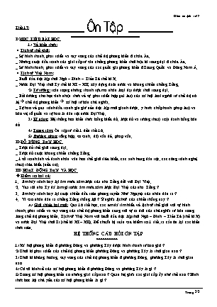 Giáo án Lịch sử Lớp 7 - Tiết 17: Ôn tập