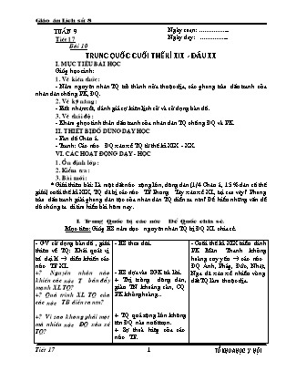 Giáo án Lịch sử Lớp 8 - Tiết 17, Bài 10: Trung Quốc cuối thế kỉ XIX đầu XX