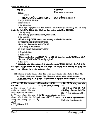 Giáo án Lịch sử Lớp 8 - Tiết 2, Bài 1: Những cuộc cách mạng tư sản đầu tiên (Phần 2)