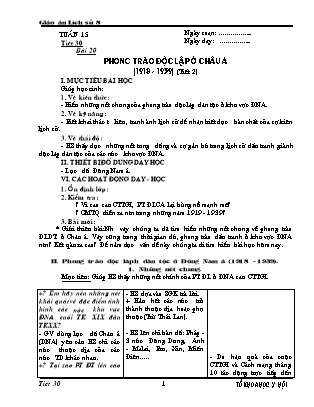 Giáo án Lịch sử Lớp 8 - Tiết 30, Bài 20: Phong trào độc lập ở châu Á 1918-1939 (Phần 2)