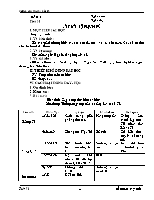 Giáo án Lịch sử Lớp 8 - Tiết 31: Làm bài tập