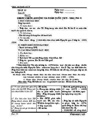 Giáo án Lịch sử Lớp 8 - Tiết 39, Bài 25: Kháng chiến lan rộng ra toàn quốc 1873-1884 (Phần 2)