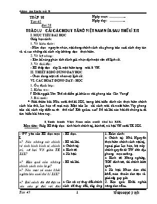 Giáo án Lịch sử Lớp 8 - Tiết 45, Bài 28: Trào lưu cải cách Duy Tân ở Việt Nam nửa sau thế kỉ XIX