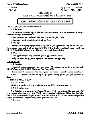 Giáo án Lịch sử Lớp 9 - Bài 18: Đảng cộng sản Việt Nam ra đời - Nguyễn Quỳnh Thư