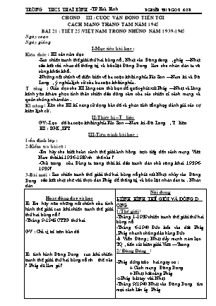 Giáo án Lịch sử Lớp 9 - Bài 21-23