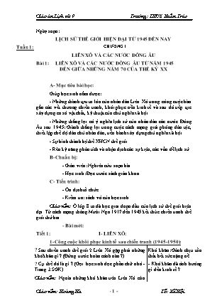 Giáo án Lịch sử Lớp 9 - Chương trình cả năm - Hoàng Hà