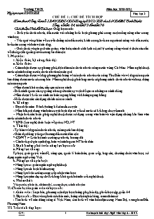 Giáo án Ngữ văn Lớp 6 theo CV2214 - Chủ đề 1: Tích hợp - Năm học 2020-2021