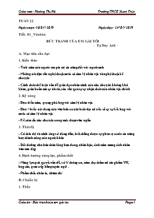 Giáo án Ngữ văn Lớp 6 - Tiết 81: Văn bản Bức tranh của em gái tôi - Trường THCS Xuân Trúc