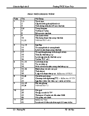 Giáo án Ngữ văn Lớp 8 - Chương trình học kì 1 - Trường THCS Xuân Trúc