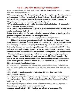 Phân tích bài dạy trong Modun 1 môn Ngữ văn